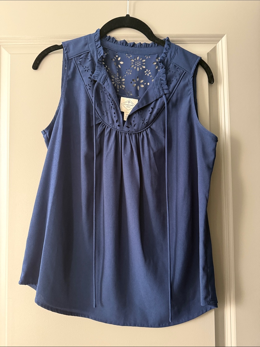 St. John's Bay Royal Blue Eyelet Yoke Sleeveless Camisole